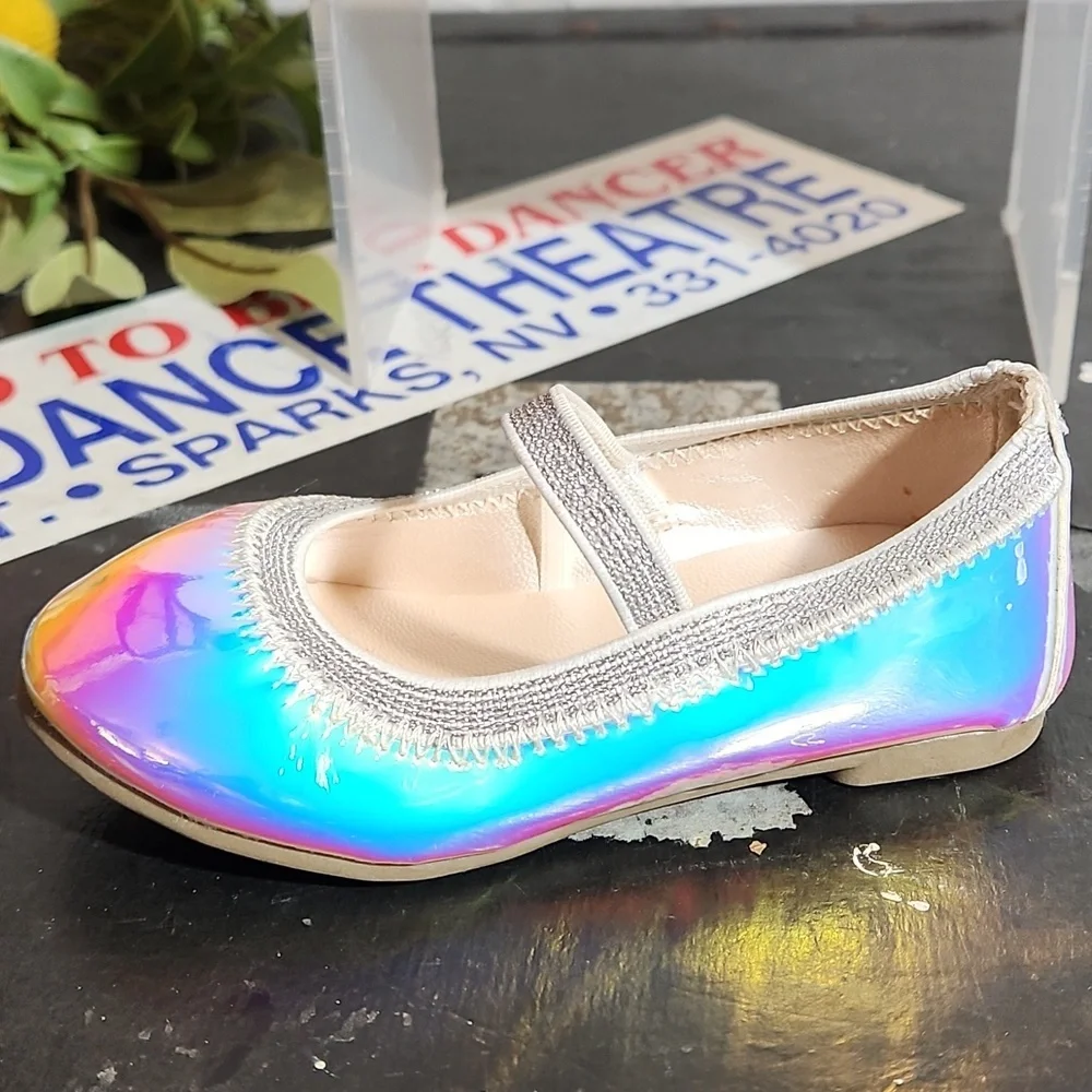 PLACE Metallic Shiny Ballerina Flats Elastic Strap 4